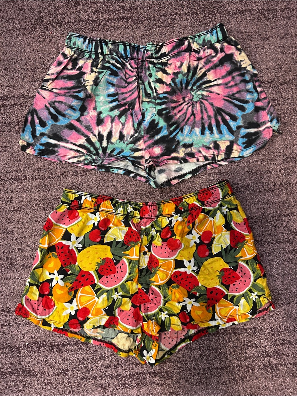 Women’s Tie-Dye & Fruit Print Sleep Shorts - Multicolor